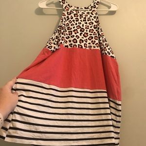 Color Block Leopard Top